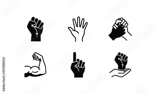 Empowerment icons collection featuring hand and arm gestures.