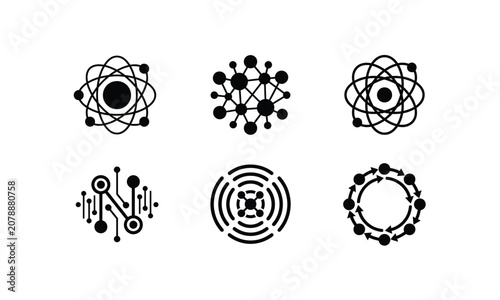 Abstract technology and science connectivity symbol set collection.