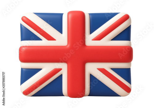 United Kingdom Union Jack flag 3D vector icon illustration, Great Britain national symbol, British culture and travel concept, patriotic emblem design, international relations, global business,