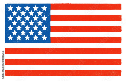 USA flag vector art with rough texture, vintage distressed effect, perfect for Fourth of July, Memorial Day, Veterans Day, and national pride projects