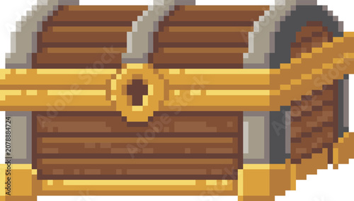 Φωτογραφία Isometric pixel art closed treasure chest isolated object
