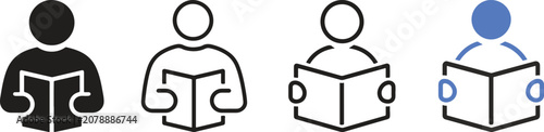 Reading Book Icon Variations Set