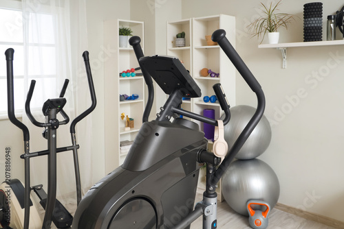 Interior of stylish gym wit...
