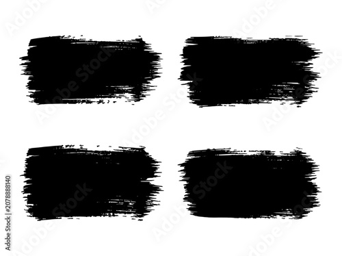 Brushstroke rectangles set of four grunge texture blocks on white background for modern design and texture overlays