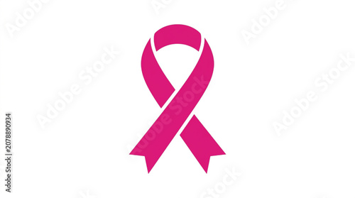 Flat geometric awareness ribbon icon isolated pink cancer support vector graphic for charity