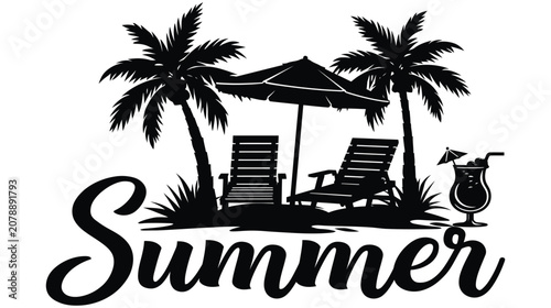 Summer vector scenery composition tropical vacation mood illustration