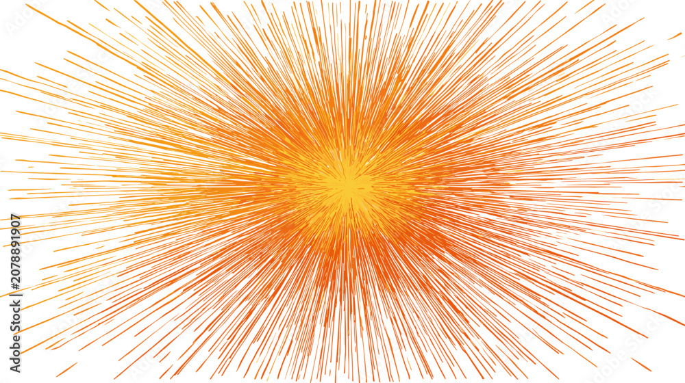 Obraz premium Abstract Burst of Orange and Yellow Lines Radiating from Center on White Background