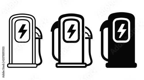 Charger icon set electric vehicle supply station illustration