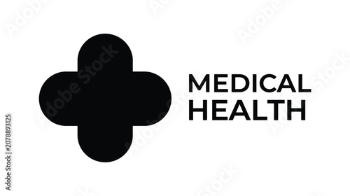 Medical health logo icon cross emblem with stylized geometric segments