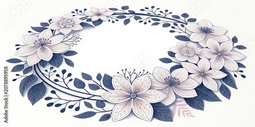 Negative space floral wreath design with petals forming a hollow in the center for personal or event use
