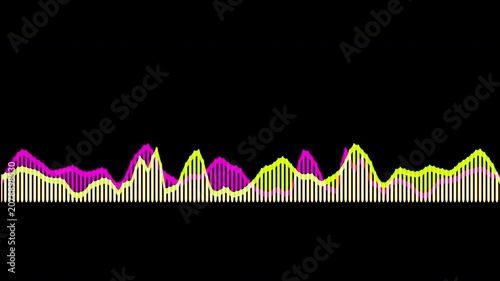 Colorful audio waveform spectrum animation.Spectrum audio animation, Wave form Audio Isolated on background. Audio spectrum wave effect, waveform beats.Green background.