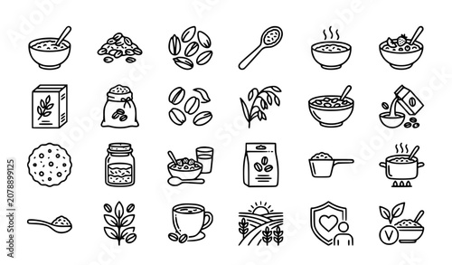 Modern Microwave Oven Vector Icon Set for Web Design on White Background