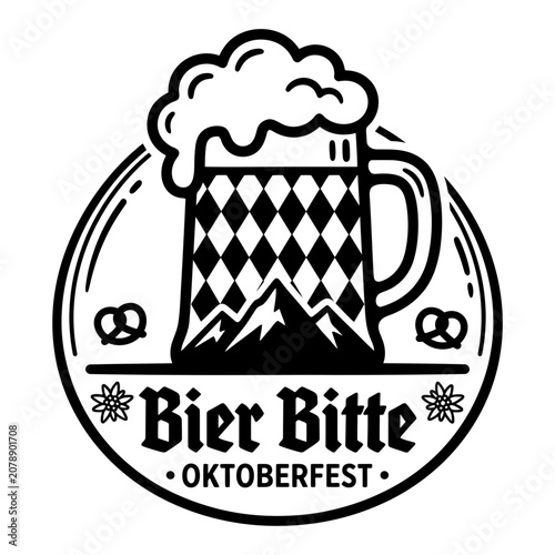 Foto Bier Bitte Oktoberfest mountain mug badge vector