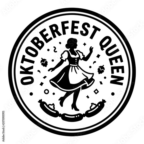 Oktoberfest Queen dancing festival badge vector