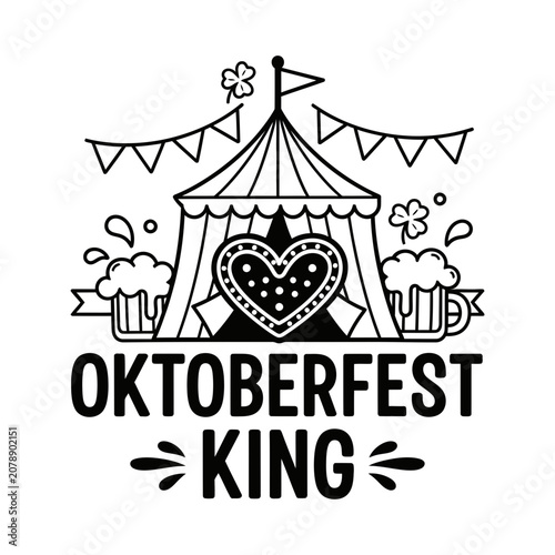 Oktoberfest King circus tent beer badge vector