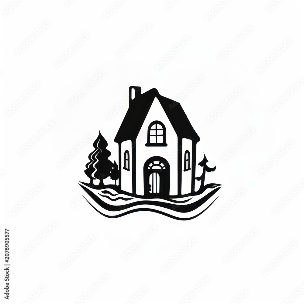 Fototapeta premium House logo architecture monochrome.