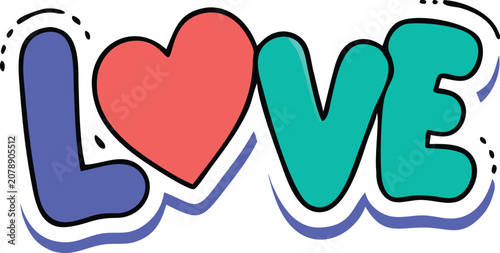 Photos Colorful heart-shaped love sticker with letters heart shape