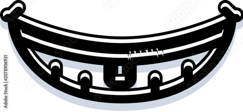 Foto Simple black and white graphic icon illustrates a wide, happy mouth with visible