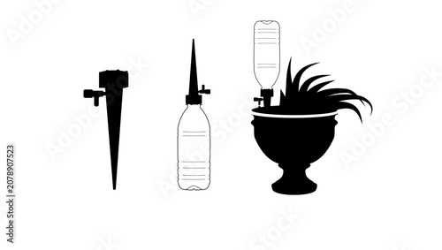 Foto Auto Drippers Irrigation Devices , black isolated vector silhouette