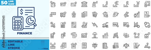 Fotografía Finance Line Editable Icons set
