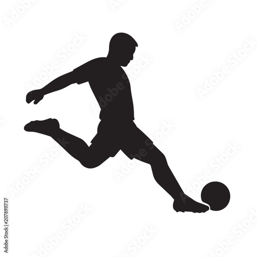 Football Player Striking Ball Silhouette Vector Icon