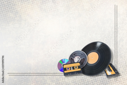 musical background with audio devices