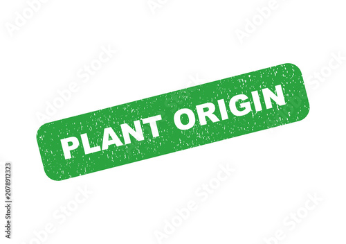 Foto Green plant origin rubber stamp icon with grunge texture