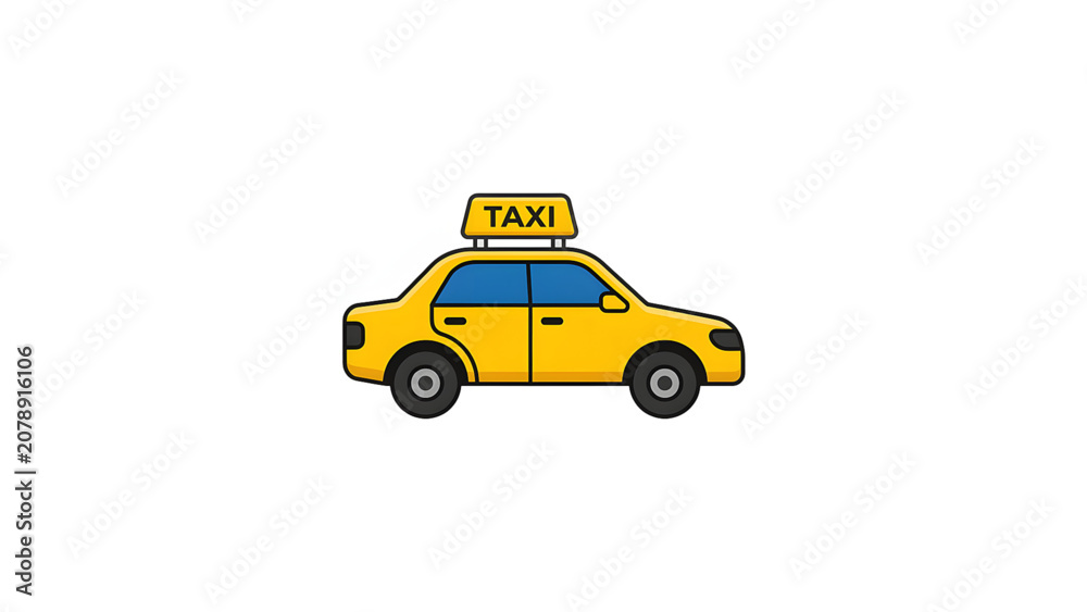 Obraz premium Yellow Taxi Car Illustration