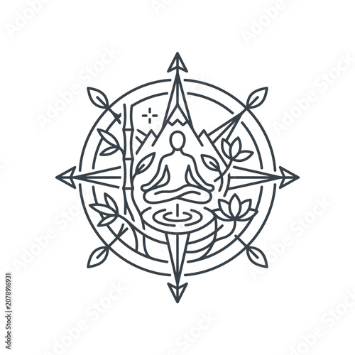 Meditating person in mandala star