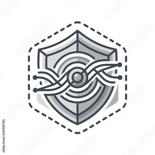 Hexagonal network shield for cyber defense and monitoring.