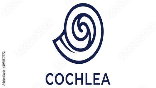 Tableau sur toile Cochlea symbol represents the inner ear structure in a stylized graphic format suitable for medical and educational contexts