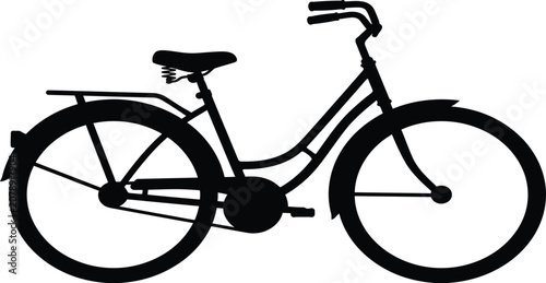 Tableau sur toile Bicycle silhouette displays a classic commuter bike frame isolated on a white background for design