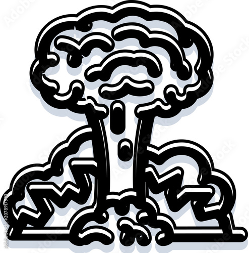 Obraz na plátně Atomic mushroom cloud explosion icon symbolizing destruction, conflict, and imme