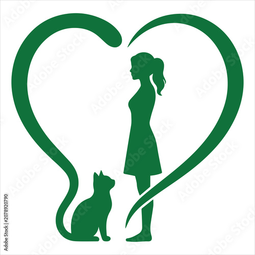 Cat Tail Creating Heart Around Woman SVG