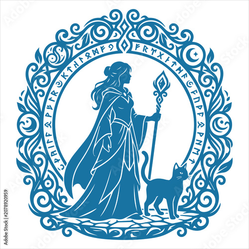Woman And Cat Fantasy Portal SVG