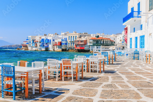 Mykonos, Greece. Waterfront in Little Venice, Mykonos.