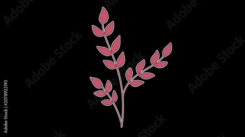 Seamless looping animation of a swaying red leafy twig for autumn celebration and fall concepts. Flat style sticker design element isolated on transparent alpha channel background