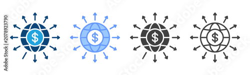 Obraz na płótnie Market Expansion Multi Style Icon Set Vector Collection