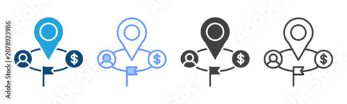 Photos Market Positioning Multi Style Icon Set Vector Collection