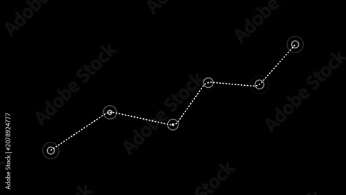 White dotted line graph with circles on black background data chart