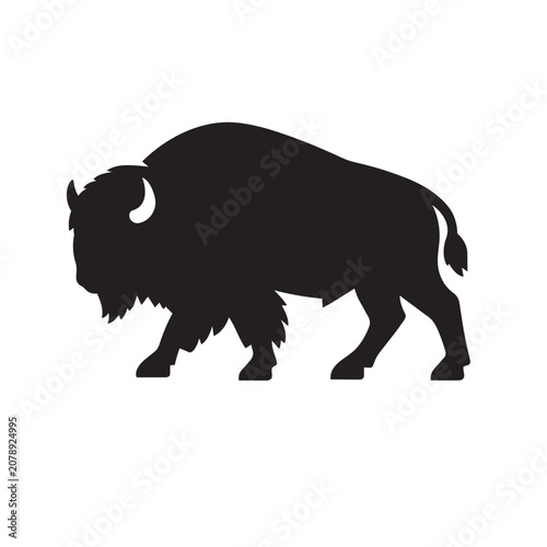American Bison Buffalo Silhouette Wild Animal Vector Icon