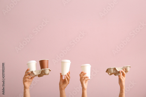 Female hands with takeaway ...