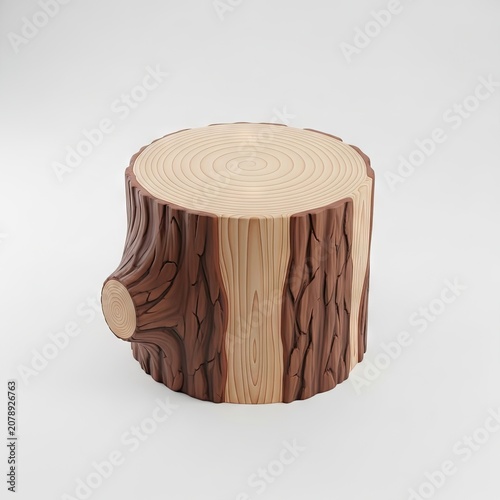 Realistic Tree Stump Isolated on a White Background.