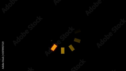 Orange and yellow rectangles forming a circular loading indicator animation on a black background progress