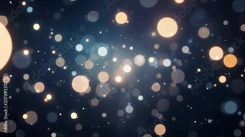 Abstract glowing bokeh lights on dark background with sparkling festive illumination and elegant blur effect