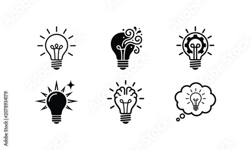 Innovative light bulb icons representing ideas and concepts.