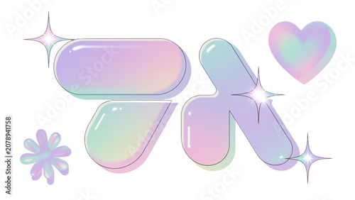 Obraz na plátně Colorful butterfly wings with hearts and stars floating in air Vector