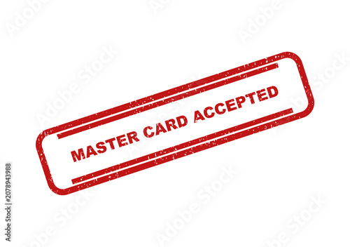 Photos Master card accepted red ink rubber stamp text design on paper