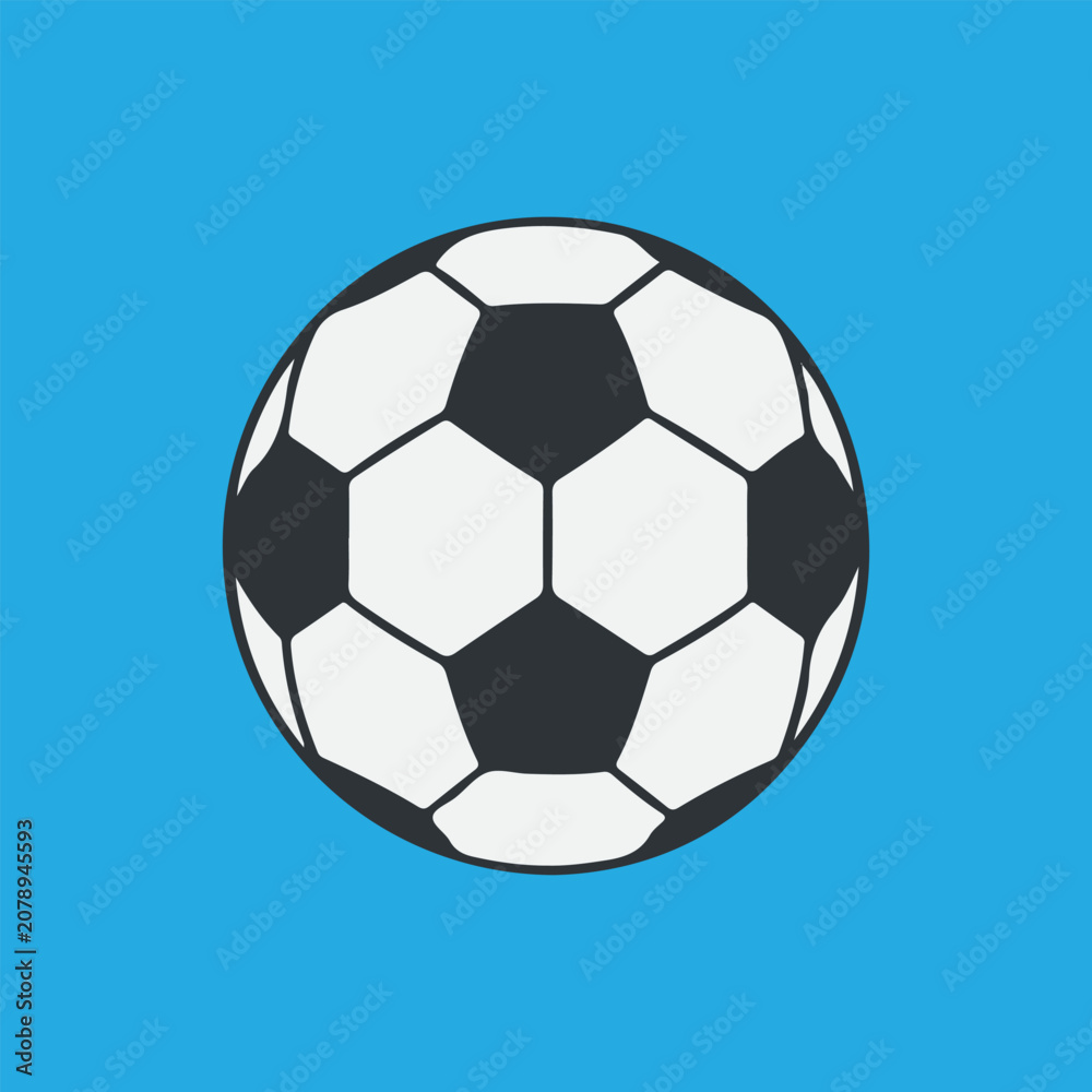 Fototapeta premium Classic soccer ball football vector illustration isolated on a blue background.