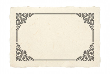 Vintage Ornate Frame on Textured Deckle Edge Paper